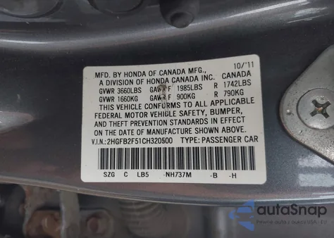 2012 Honda Civic Lx from USA, damaged, VIN 2HGFB2F51CH320500